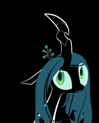 Size: 642x799 | Tagged: source needed, safe, artist:briskby, derpibooru import, queen chrysalis, changeling, changeling queen, black background, bust, female, floppy ears, image, looking at you, png, portrait, simple background, solo