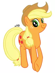 Size: 454x600 | Tagged: safe, artist:empty-10, derpibooru import, applejack, earth pony, pony, crossed hooves, female, mare, photoshop, simple background, smiling, solo, white background