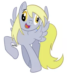 Size: 600x671 | Tagged: safe, artist:empty-10, derpibooru import, derpy hooves, pegasus, pony, female, happy, mare, photoshop, simple background, solo, white background