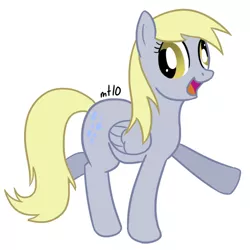 Size: 600x600 | Tagged: safe, artist:empty-10, derpibooru import, derpy hooves, pegasus, pony, female, happy, mare, photoshop, simple background, solo, walking, white background