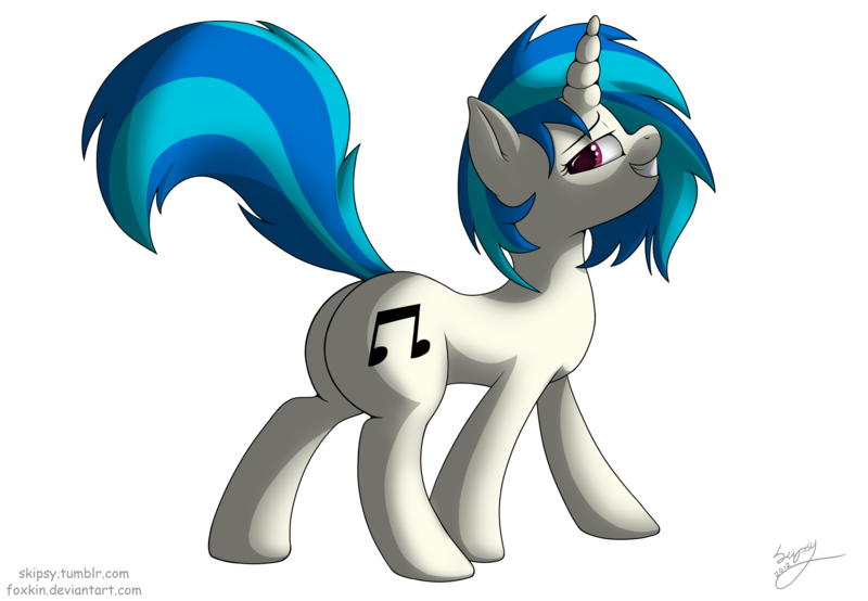 Size: 2000x1385 | Tagged: safe, artist:skipsy, derpibooru import, vinyl scratch, pony, unicorn, confident, female, grin, mare, plot, raised tail, simple background, solo, swag, transparent background