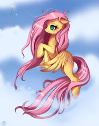 Size: 797x1012 | Tagged: dead source, safe, artist:ruhje, derpibooru import, fluttershy, pegasus, pony, beautiful, cute, female, floppy ears, flying, mare, no pupils, shyabetes, solo