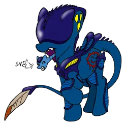 Size: 409x415 | Tagged: safe, artist:inkwell, derpibooru import, ponified, alien, xenomorph, alien (franchise), crossover, image, male, png, simple background, solo, solo male, squee, transparent background