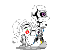 Size: 550x400 | Tagged: animated, artist:inkwell, derpibooru import, ponified, portal (valve), robot, safe, simple background, solo, transparent background