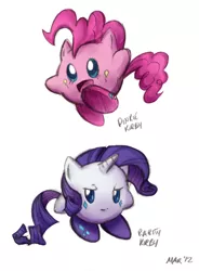 Size: 642x874 | Tagged: artist:maraphy, artist:marraphy, crossover, derpibooru import, duo, kirby, kirby (character), kirbyfied, kirby pie, kirby rarity, pinkie pie, rarity, safe, species swap