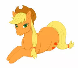 Size: 1000x879 | Tagged: applejack, artist:fang asian, derpibooru import, prone, safe, simple background, solo, white background