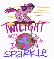 Size: 821x900 | Tagged: safe, artist:emmy, derpibooru import, twilight sparkle, pony, unicorn, earth, female, mare, open mouth, skateboard, solo, unicorn twilight