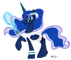 Size: 1847x1554 | Tagged: artist:viktornewman, clothes, derpibooru import, princess luna, safe, simple background, solo, tennis racket, transparent background