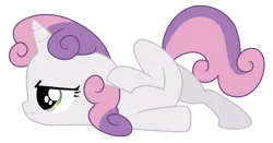 Size: 1200x631 | Tagged: dead source, safe, artist:volmise, derpibooru import, sweetie belle, pony, unicorn, adobe imageready, bored, female, filly, photoshop, scootie belle, scooting, simple background, solo, transparent background