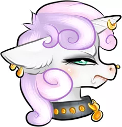 Size: 496x519 | Tagged: artist needed, collar, derpibooru import, ear piercing, earring, horn piercing, jewelry, meanie belle, nose piercing, piercing, safe, simple background, sweetie belle, white background