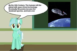 Size: 888x589 | Tagged: safe, derpibooru import, lyra heartstrings, pony, chalkboard, enterprise, human studies101 with lyra, meme, star trek