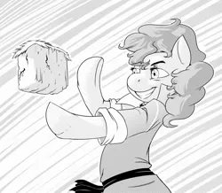 Size: 958x834 | Tagged: safe, artist:kevinsano, derpibooru import, pinkie pie, bolin, crossover, grayscale, hippo snout, monochrome, the legend of korra