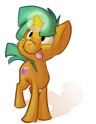 Size: 591x760 | Tagged: safe, artist:briskby, derpibooru import, snails, pony, unicorn, :p, colt, cute, dawwww, diasnails, foal, freckles, glowing horn, happy, horn, looking up, magic, magic aura, male, mlem, shadow, silly, silly pony, simple background, smiling, solo, standing, sweet dreams fuel, tongue out, transparent background, weapons-grade cute