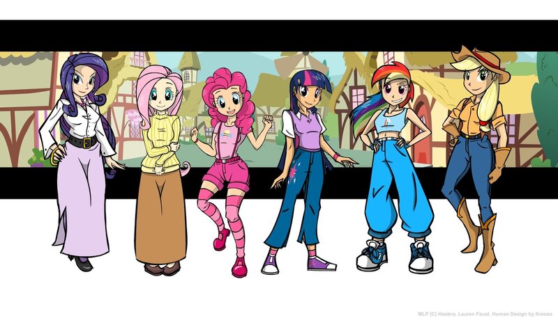 Size: 1280x731 | Tagged: applejack, applejack's hat, artist:kreoss, belly button, boots, clothes, converse, cowboy boots, cowboy hat, derpibooru import, fluttershy, hat, humanized, mane six, midriff, pinkie pie, rainbow dash, rarity, safe, shoes, skirt, sneakers, sports bra, sweatershy, twilight sparkle