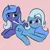 Size: 800x800 | Tagged: safe, artist:kloudmutt, derpibooru import, princess luna, trixie, biting, blushing, female, image, lesbian, luxie, mare, png, s1 luna, shipping, simple background, smiling, tail, tail bite, tail pull