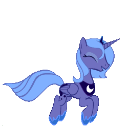 Size: 1000x1000 | Tagged: safe, artist:tukari-g3, derpibooru import, princess luna, alicorn, pony, animated, artifact, crown, cute, eyes closed, female, gif, happy, hoof shoes, jewelry, jumping, jumpy, lunabetes, mare, open mouth, pronking, regalia, s1 luna, silly, silly pony, simple background, smiling, solo, transparent background
