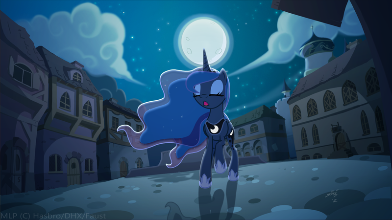 Size: 1920x1080 | Tagged: artist:lionheartcartoon, children of the night, derpibooru import, moon, princess luna, safe, solo, wip