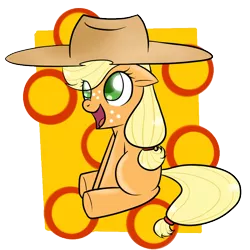 Size: 800x800 | Tagged: applejack, artist:mister-markers, derpibooru import, filly, foal, safe, sitting, solo