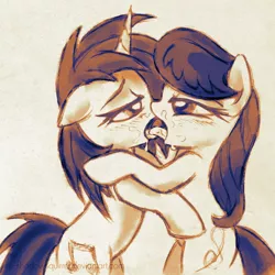 Size: 800x800 | Tagged: suggestive, artist:kp-shadowsquirrel, derpibooru import, octavia melody, vinyl scratch, blushing, female, females only, french kiss, kissing, lesbian, mare, monochrome, scratchtavia, shipping, sloppy kissing