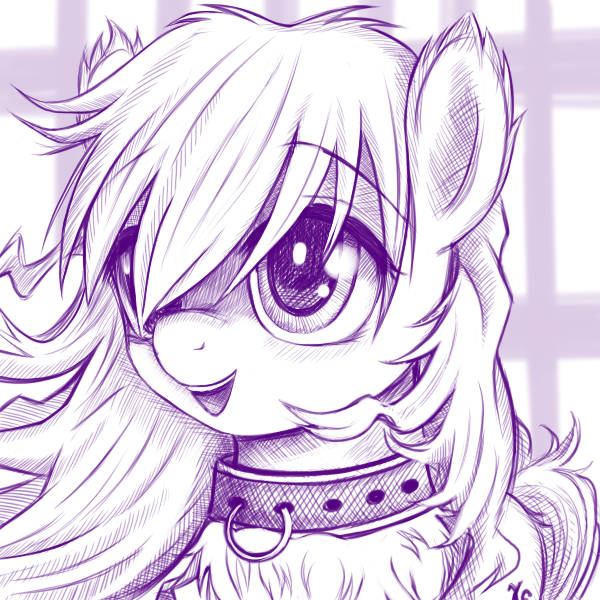 Size: 600x600 | Tagged: artist:rainbow, chest fluff, collar, cute, derpibooru import, ear fluff, fluffy, human, monochrome, oc, oc:gammadelta, pet, pony pet, safe, solo, source needed, traditional art, unofficial characters only, unshorn fetlocks