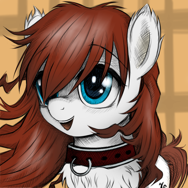 Size: 600x600 | Tagged: artist:kejifox, artist:rainbow, blue eyes, chest fluff, collar, colored, cute, derpibooru import, digital art, ear fluff, fluffy, oc, oc:gammadelta, pet, pony pet, safe, solo, source needed, unofficial characters only, unshorn fetlocks