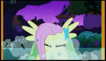 Size: 340x197 | Tagged: safe, derpibooru import, screencap, fluttershy, pegasus, pony, season 1, the best night ever, animated, artifact, ei, female, flutterrage, gif, glare, gritted teeth, hub logo, looking at you, mare, open mouth, panting, pony pokey, rage, sin of wrath, solo, spread wings, watermark, yandere, yelling, you're going to love me