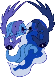 Size: 2851x4000 | Tagged: artist:kalleflaxx, cute, derpibooru import, duality, princess luna, s1 luna, safe, simple background, sleeping, spread wings, transparent background, vector, wings