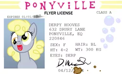 Size: 900x548 | Tagged: safe, artist:multiversecafe, derpibooru import, derpy hooves, pegasus, pony, female, license, mare, solo