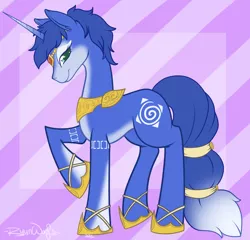 Size: 1008x967 | Tagged: safe, artist:ryunwoofie, derpibooru import, ponified, pony, unicorn, blue fur, crossover, krystal, nintendo, rareware, solo, star fox, star fox adventures