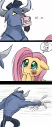Size: 500x1200 | Tagged: abuse, angel bunny, angelbuse, animal abuse, artist:yubi, comic, derpibooru import, disproportionate retribution, falcon punch, fluttershy, iron will, karma, out of character, punch, semi-grimdark