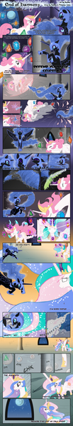 Size: 800x4670 | Tagged: artist:feather, comic, derpibooru import, elements of harmony, mare in the moon, nightmare moon, princess, princess celestia, safe