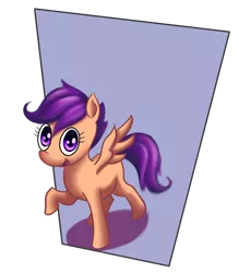 Size: 1400x1600 | Tagged: dead source, safe, artist:ninjaham, derpibooru import, scootaloo, pegasus, pony, female, filly, happy, raised hoof, simple background, solo, transparent background