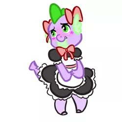 Size: 450x450 | Tagged: artist:mt, blushing, clothes, crossdressing, derpibooru import, lusty baby dragon maid, maid, safe, solo, spike