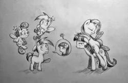 Size: 1280x832 | Tagged: artist:discommunicator, cosmo, crossover, derpibooru import, safe, the fairly oddparents, timmy turner, traditional art, trixie, trixie tang, twilight sparkle, wanda