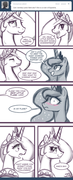 Size: 525x1280 | Tagged: dead source, suggestive, artist:johnjoseco, derpibooru import, princess celestia, princess luna, alicorn, pony, ask princess molestia, princess molestia, adobe imageready, comic, female, flank, incest, lesbian, mare, princest, shipping, tumblr