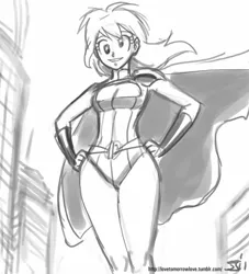 Size: 909x1000 | Tagged: artist:johnjoseco, crossover, dc comics, derpibooru import, derpy hooves, epic derpy, grayscale, human, humanized, monochrome, power girl, safe