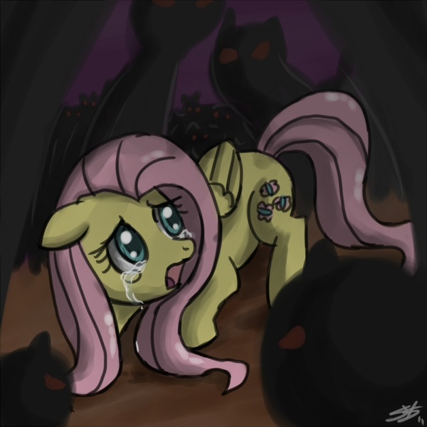 Size: 900x900 | Tagged: abuse, artist:speccysy, bully, bullying, crying, derpibooru import, flutterbuse, fluttershy, semi-grimdark