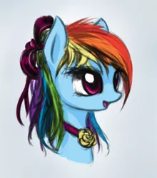 Size: 268x304 | Tagged: alternate hairstyle, artist:fajeh, bust, derpibooru import, jewelry, necklace, portrait, profile, rainbow dash, safe, simple background, solo, source needed, white background