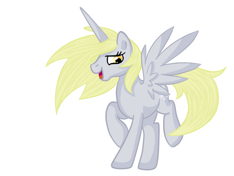 Size: 800x600 | Tagged: safe, artist:pvt-llama, derpibooru import, derpy hooves, alicorn, pony, alicornified, derpicorn, race swap, simple background, solo, transparent background