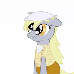 Size: 1200x1200 | Tagged: safe, artist:krellyan, derpibooru import, derpy hooves, pony, clothes, crossover, female, glasses, handkerchief, mare, monty python, monty python's flying circus, mr gumby, photoshop, simple background, solo, white background