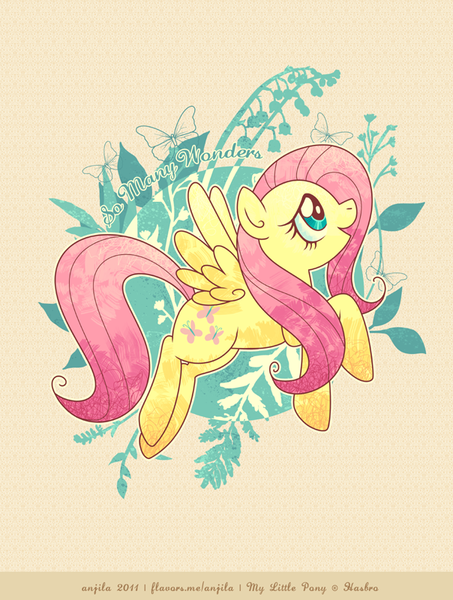 Size: 604x800 | Tagged: safe, artist:anjila, derpibooru import, fluttershy, pegasus, pony, female, looking up, mare, open mouth, smiling, so many wonders, solo, spread wings, wings