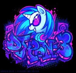 Size: 700x670 | Tagged: artist:anjila, derpibooru import, graffiti, safe, solo, vinyl scratch