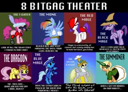 Size: 1024x743 | Tagged: safe, artist:tx2, derpibooru import, ponibooru import, applejack, derpy hooves, fluttershy, pinkie pie, rainbow dash, rarity, trixie, twilight sparkle, pegasus, pony, 8-bit theater, female, final fantasy, mare