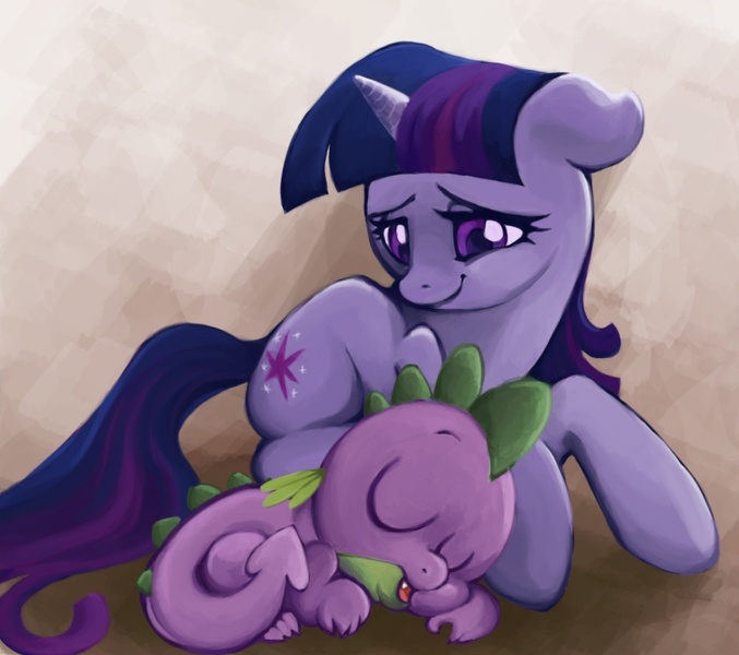 Size: 866x768 | Tagged: artist:lavendergrey, artist:snufflin, cute, derpibooru import, family, mama twilight, safe, sleeping, spike, spikelove, twilight sparkle