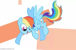 Size: 1596x1050 | Tagged: safe, artist:jump-cut, derpibooru import, rainbow dash, pegasus, pony, abstract background, female, flying, mare, photoshop, solo