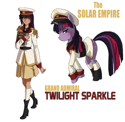 Size: 2180x2129 | Tagged: admiral, artist:the-orator, clothes, derpibooru import, high res, humanized, niccolò machiavelli, safe, skirt, solar empire, the prince, twilight sparkle, uniform