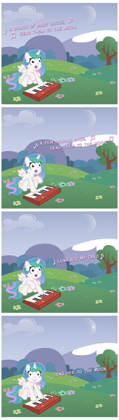 Size: 820x2900 | Tagged: artist:broccolimeansfun, comic, cute, cutelestia, derpibooru import, filly, parody, princess celestia, regular show, safe, the power, to the moon, twinkle in the sky