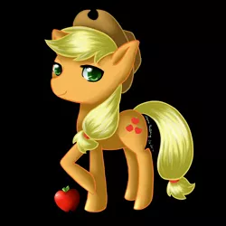 Size: 5000x5000 | Tagged: absurd resolution, applejack, artist:nekolover-nekogirl, black background, derpibooru import, obligatory apple, raised hoof, safe, simple background, solo