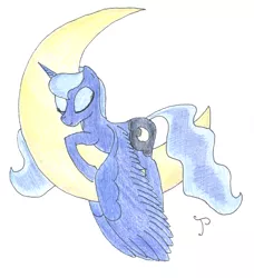 Size: 900x988 | Tagged: artist:jhyrachy, crescent moon, derpibooru import, moon, princess luna, safe, sleepy, solo, tangible heavenly object
