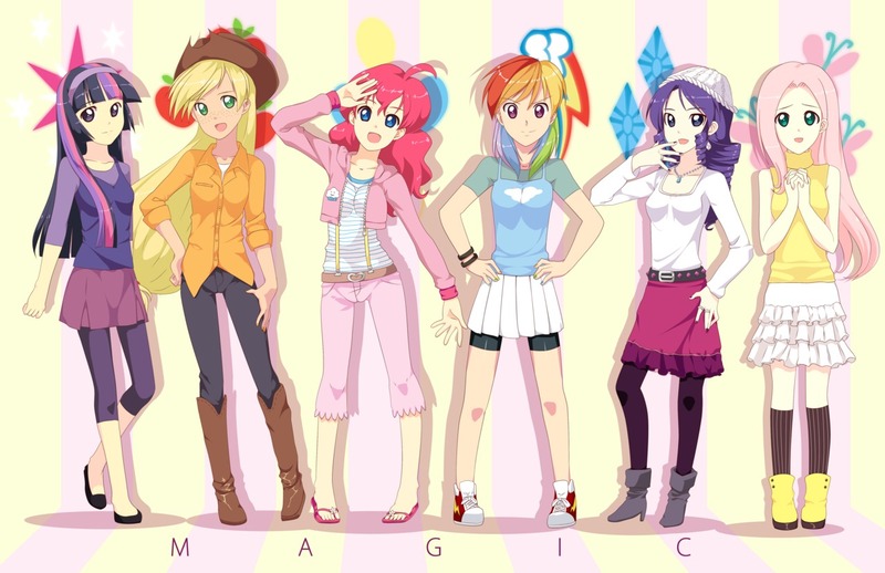 Size: 1280x828 | Tagged: applejack, applejack's hat, artist:mirakurunaito, boots, clothes, converse, cowboy boots, cowboy hat, derpibooru import, fluttershy, hat, humanized, mane six, pinkie pie, rainbow dash, rarity, safe, shoes, skirt, twilight sparkle